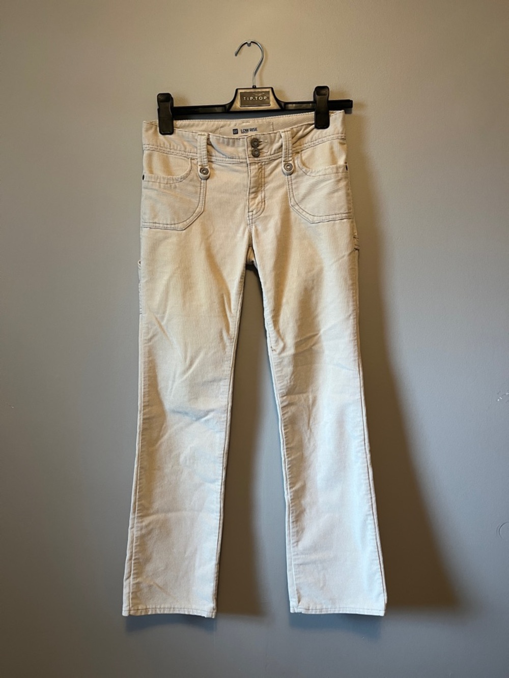 GAP - Low Rise Stretch Cream Corduroy Carpenter Flare Pants - Y2K